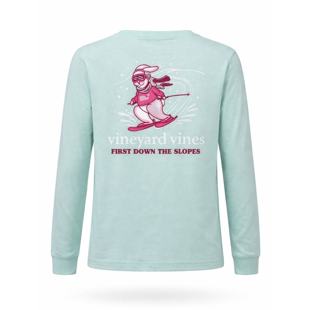Vineyard Vines Pink Ice Skating Whale Preppy Long Sleeve Tshirt Girls Med 10 12